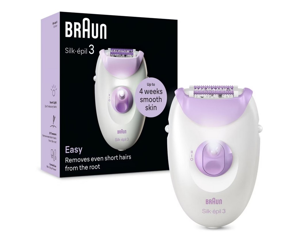 Эпилятор Braun SE3-000 скорости - 2, пинцетов/дисков - 20, съемные насадки/головки - 3 шт, от сети