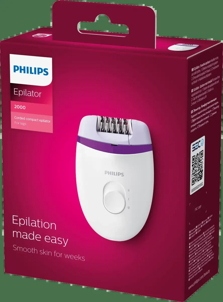 Эпилятор Philips Satinelle BRE225 (2 скор, 20 пинцет, 0,5мм мин длин вол)