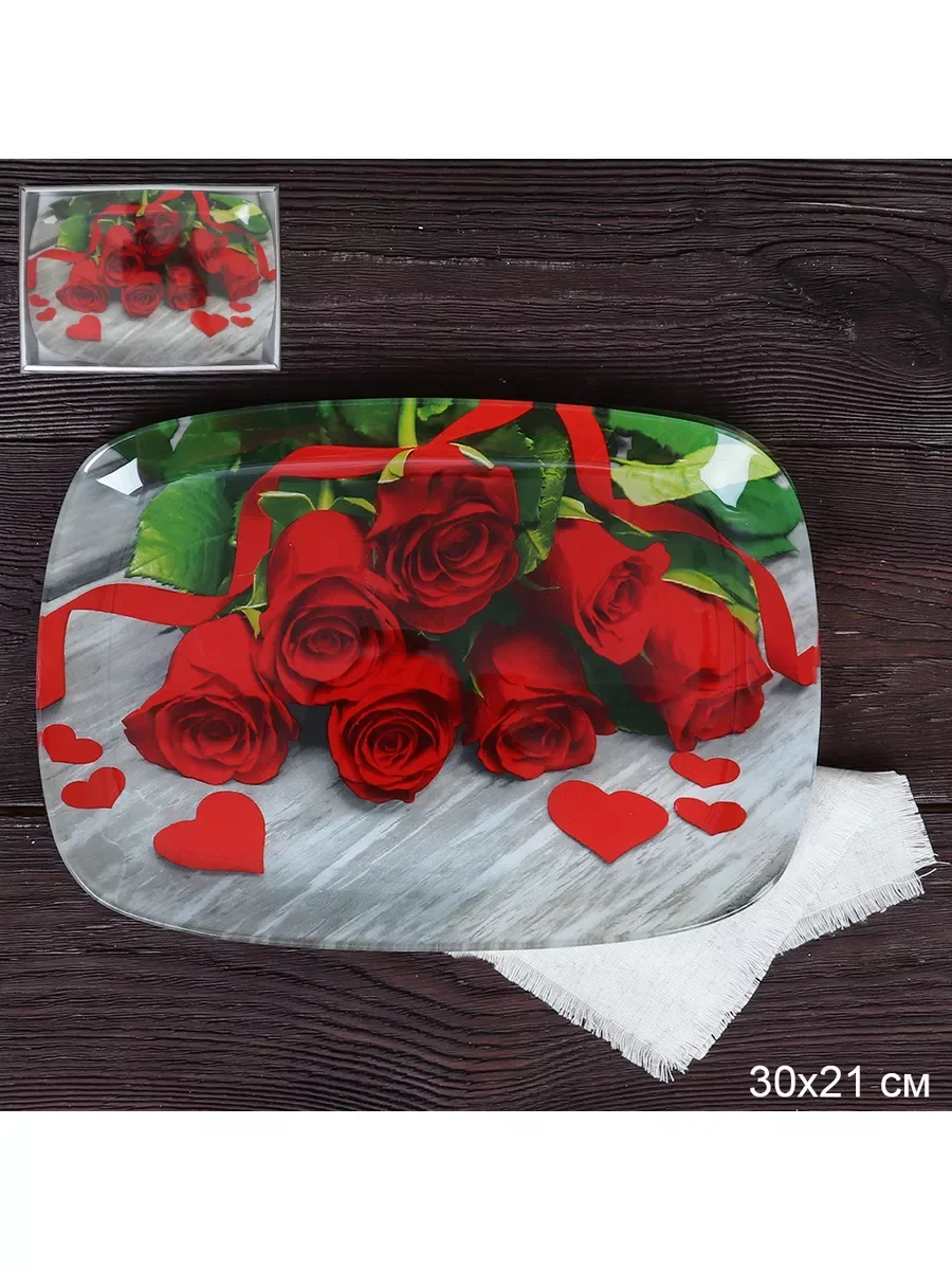 Блюдо сервировочное для подачи глубокое 30х21 см / S445012C -Y044 /уп 12/ Букет роз