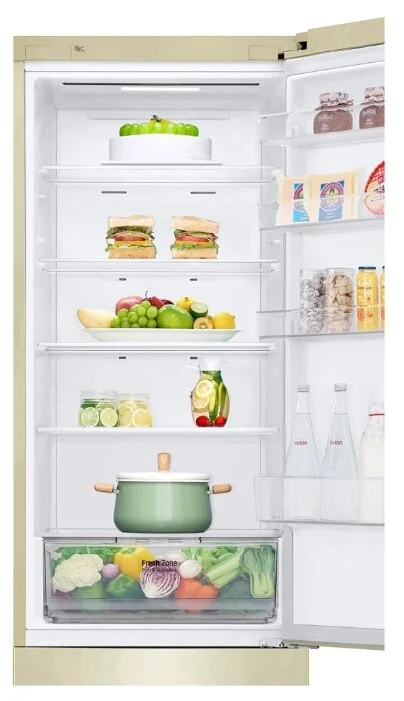 Холодильник двух.кам. нижн.мороз LG GA-B509 CEWL бежевый (277л, 107л, 59.5x68.2x203 см, FNF)