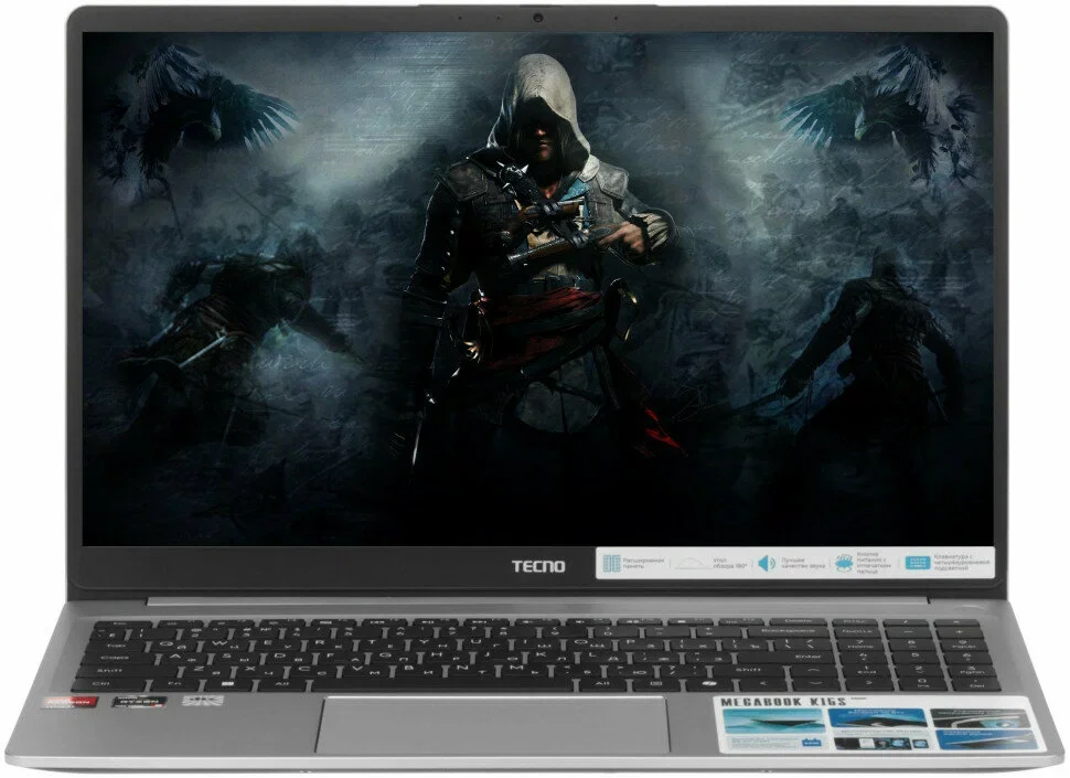 Ноутбук Tecno MegaBook K15SDA Ryzen 5 7430U 8Gb SSD512Gb AMD Radeon Graphics 15.6" IPS FHD (1920x1080) Windows 11 Home grey WiFi BT Cam 6060mAh (71005