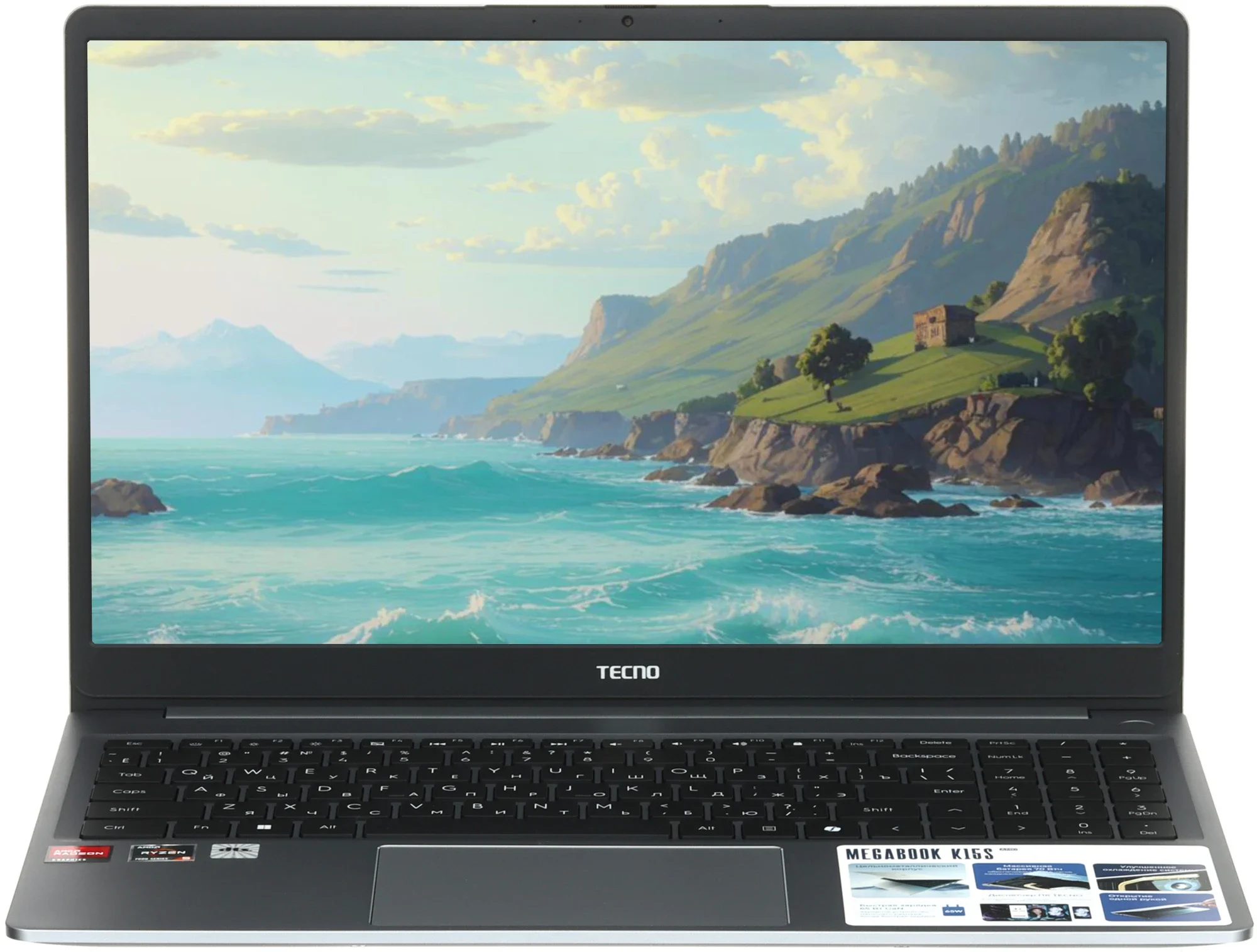 Ноутбук Tecno MegaBook K15SFA Ryzen 5 7535HS 16Gb SSD1Tb AMD Radeon 660M 15.6" IPS FHD (1920x1080) Windows 11 Home grey WiFi BT Cam 6060mAh (710050004