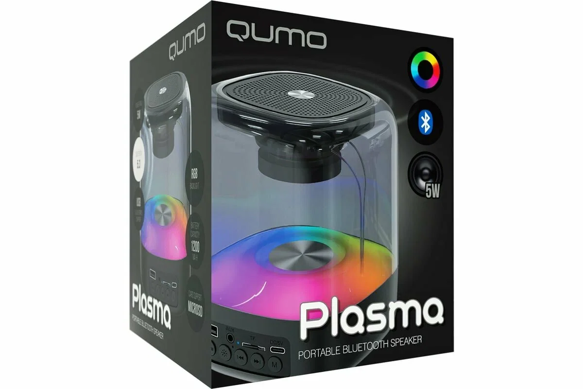 Акустическая система QUMO Plasma ВТ 0082 5 ВТ объемное звучание RGb подсветка