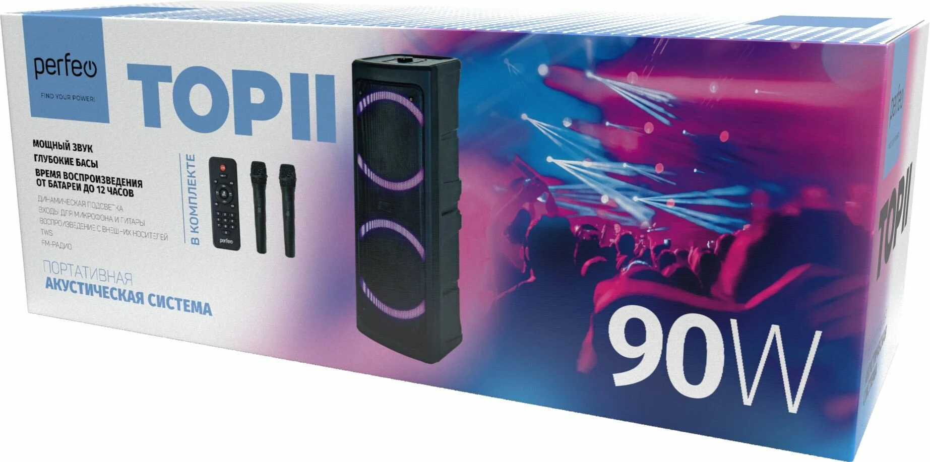 Колонка Bluetooth PERFEO (PF_D0349) ”TOP II”, черный