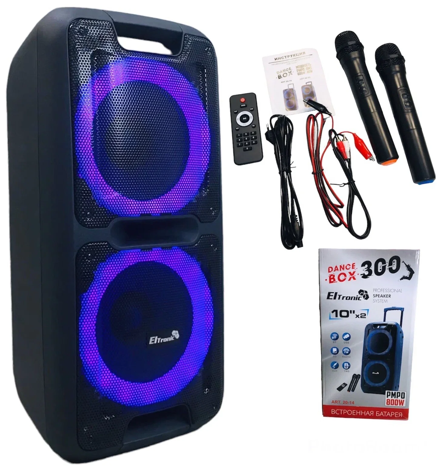 Колонка Eltronic 10" (20-14 DANCE BOX 300) динамик 2шт/10" с TWS 80 Вт черный