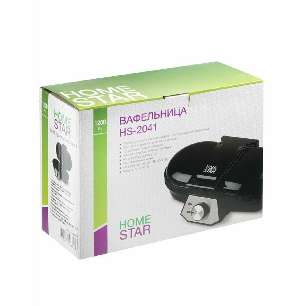 Вафельница HomeStar HS-2041, 1200Вт, венская вафля