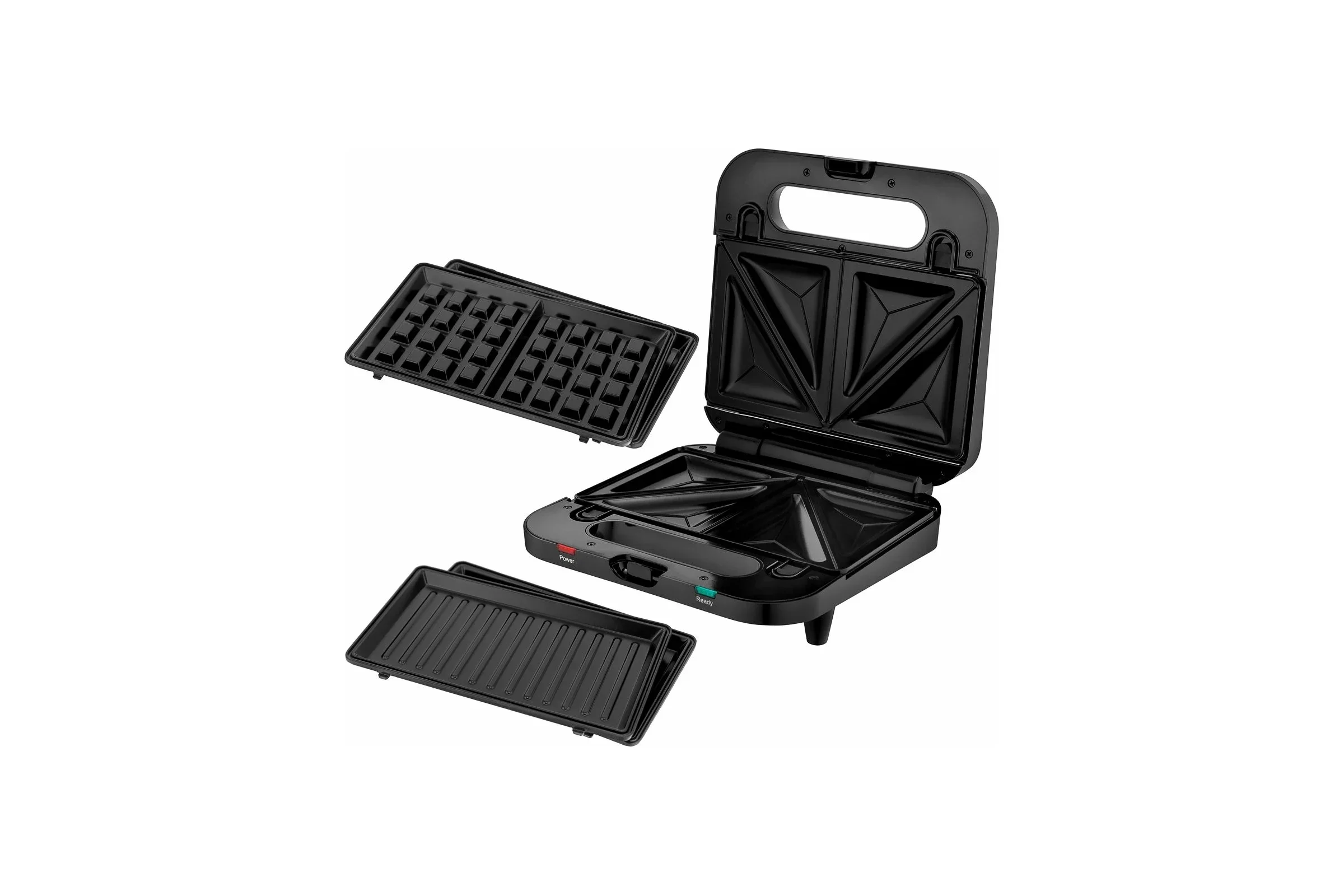 Сэндвичница BRAYER BR2202, 3 в 1: сэндв, вафли, гриль, 750 Вт, съем.пласт 22,3*13,1 см, антиприг.пок