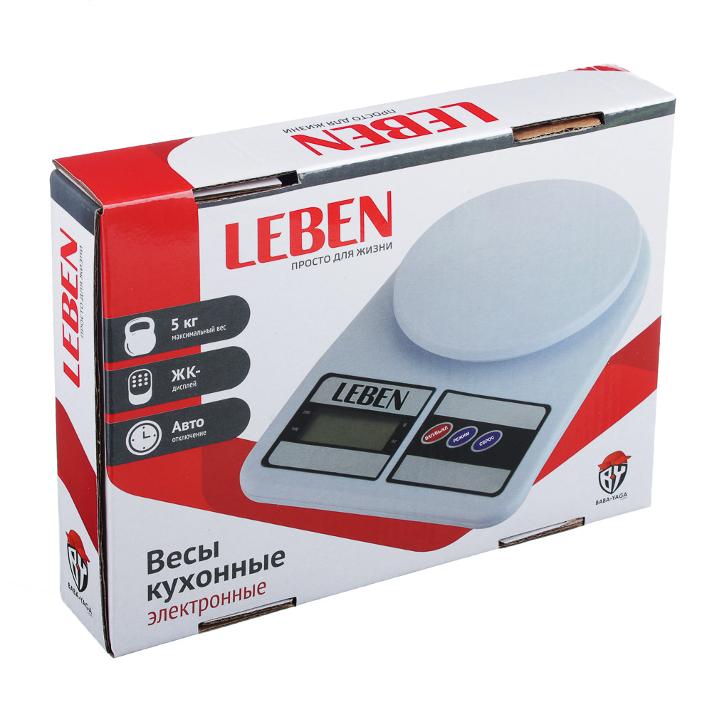 VETTA LEBEN Весы кухонные электронные, пластик, макс.нагрузка до 5кг,