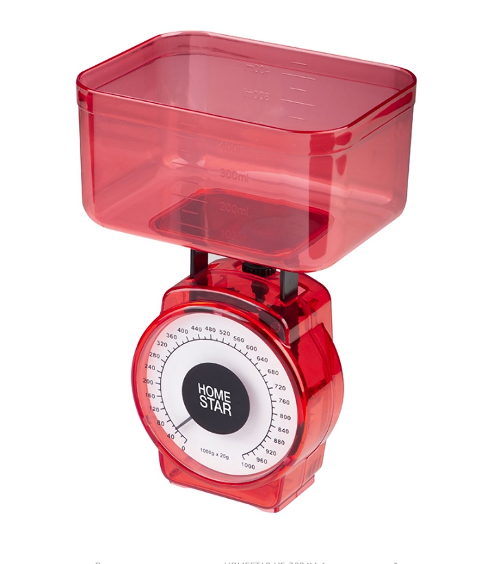 Весы кухонные, мех, HOMESTAR HS-3004М, 1 кг, цвет красный