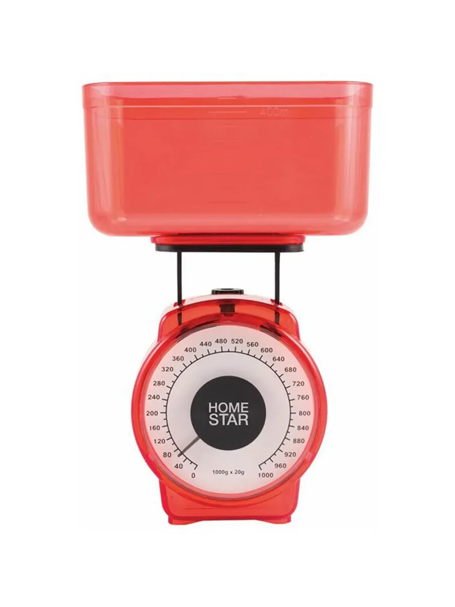 Весы кухонные, мех, HOMESTAR HS-3004М, 1 кг, цвет красный