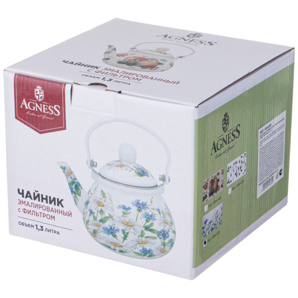 ARTI-M ЧАЙНИК AGNESS  ЭМАЛИРОВАННЫЙ СЕРИЯ "", 1,3 Л