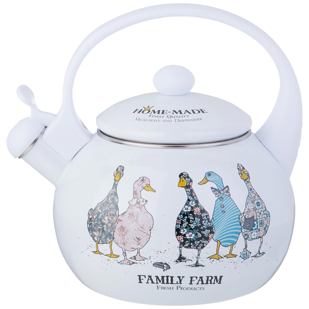 ARTI-M ЧАЙНИК AGNESS ЭМАЛИРОВАННЫЙ СО СВИСТКОМ СЕРИЯ "FAMILY FARM", 2,2Л, ИНДУКЦИОННОЕ ДНО