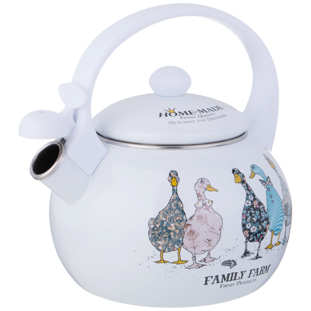 ARTI-M ЧАЙНИК AGNESS ЭМАЛИРОВАННЫЙ СО СВИСТКОМ СЕРИЯ "FAMILY FARM", 2,2Л, ИНДУКЦИОННОЕ ДНО