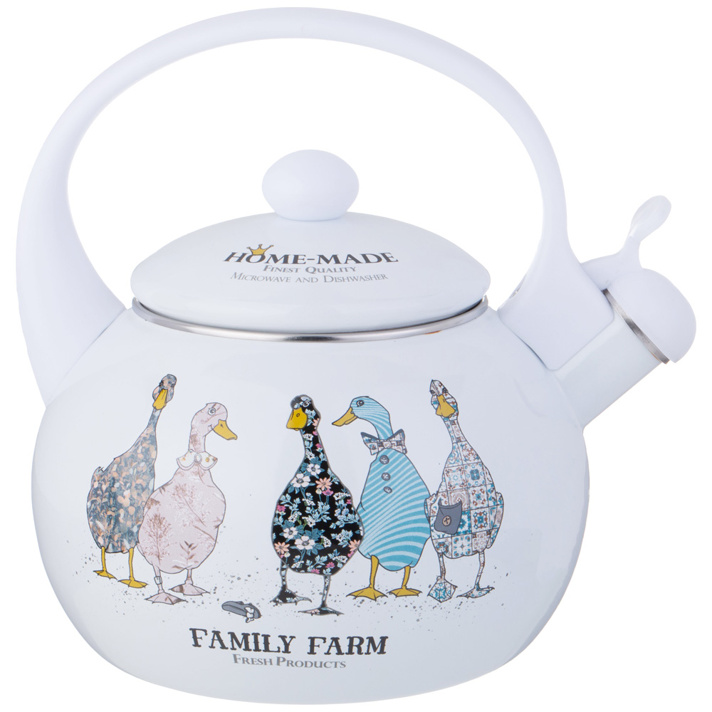 ARTI-M ЧАЙНИК AGNESS ЭМАЛИРОВАННЫЙ СО СВИСТКОМ СЕРИЯ "FAMILY FARM", 2,2Л, ИНДУКЦИОННОЕ ДНО