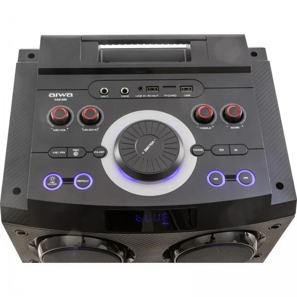 Портативная аудиосистема AIWA CAS-655, 1000/150Вт 7-цветная RGB Bluetooth, FM-тюнер, TWS, караоке.