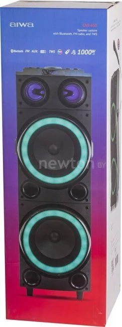 Портативная аудиосистема AIWA CAS-655, 1000/150Вт 7-цветная RGB Bluetooth, FM-тюнер, TWS, караоке.
