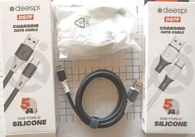 Кабель Deespi USB - Type-C DS79 5A Silicone 100Вт 1м Черный
