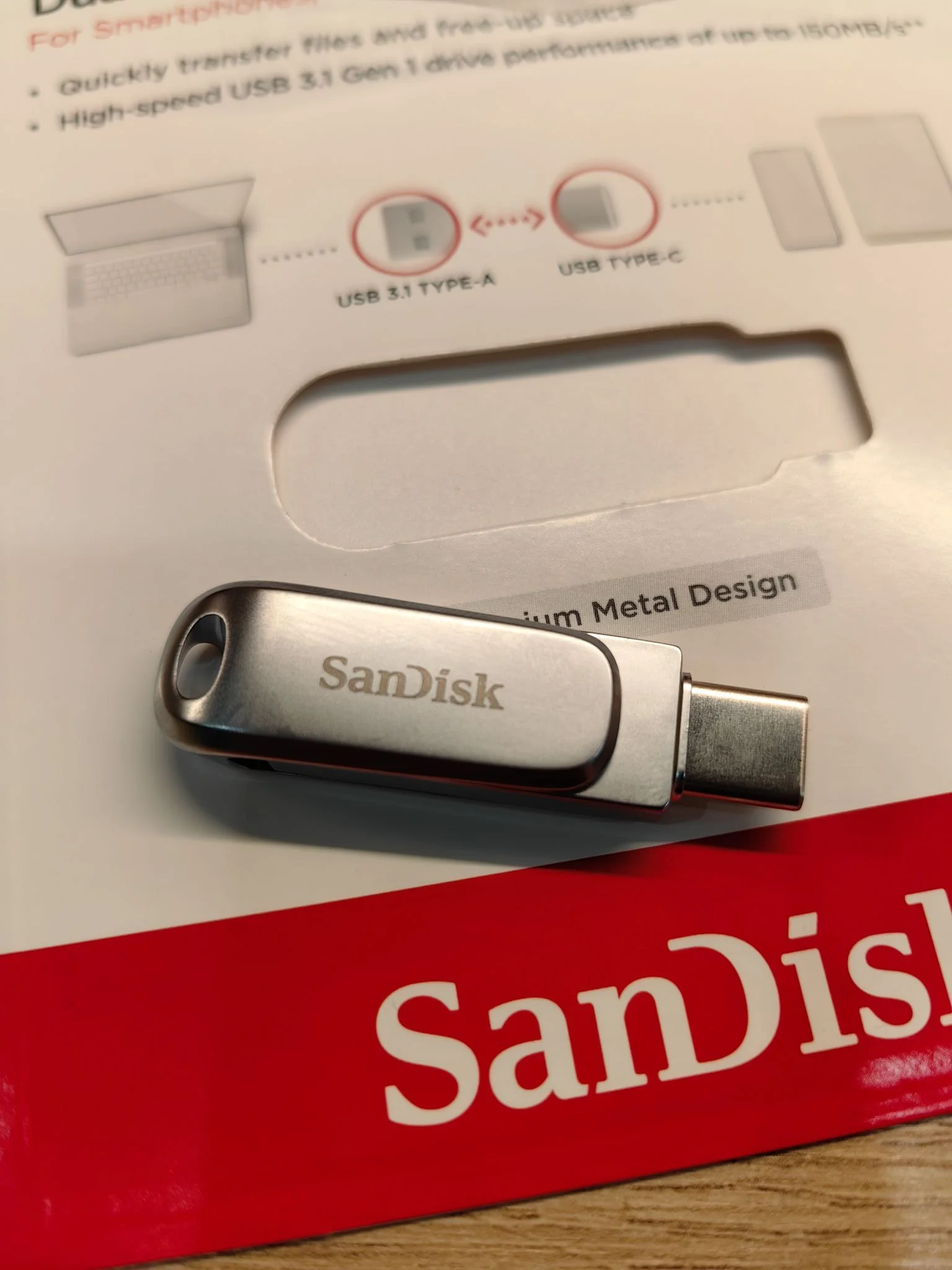 Флешка USB SanDisk Ultra Dual Luxe (SDDDC4-256G-G46), 256Gb, USB 3.2/USB Type-C, R/W 150/40, серебристый