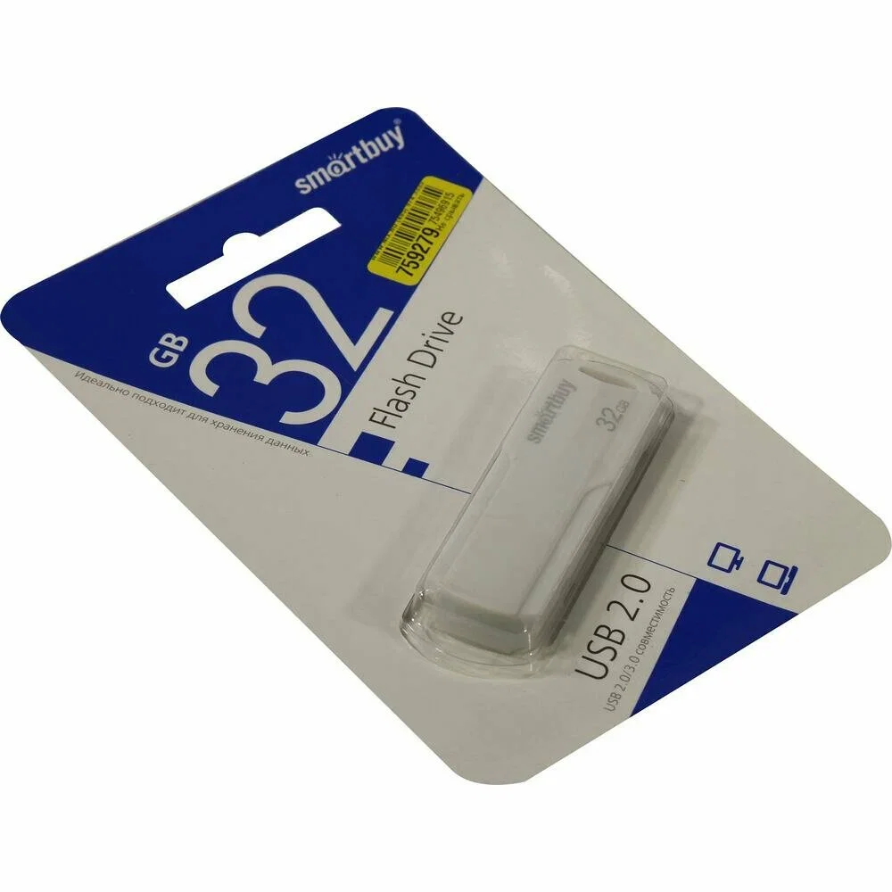 Флешка USB Smartbuy 32Gb CLUE белый (SB32GbCLU-W)