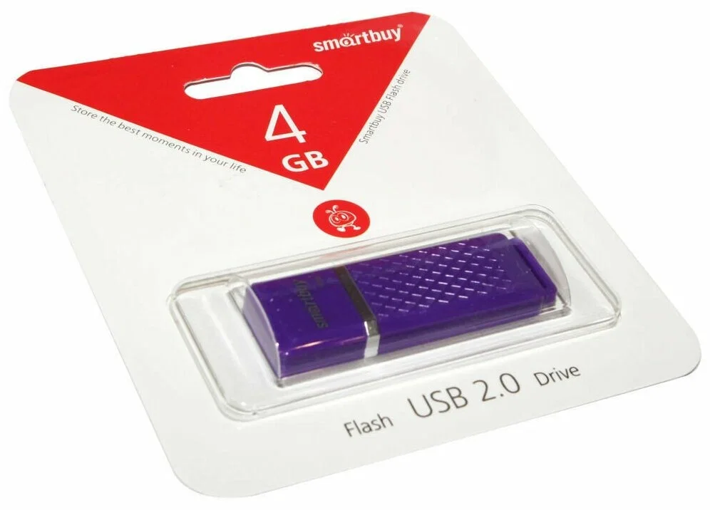 Флешка USB Smartbuy 4 Gb USB USB 2.0 Smartbuy Quartz series фиолетовый (SB4 GbQZ-V)