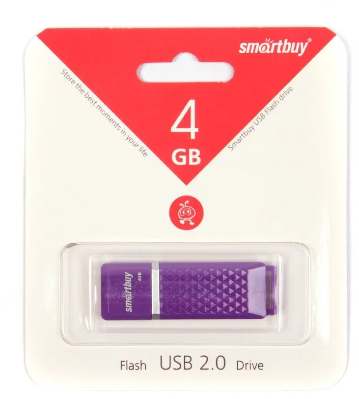 Флешка USB Smartbuy 4 Gb USB USB 2.0 Smartbuy Quartz series фиолетовый (SB4 GbQZ-V)