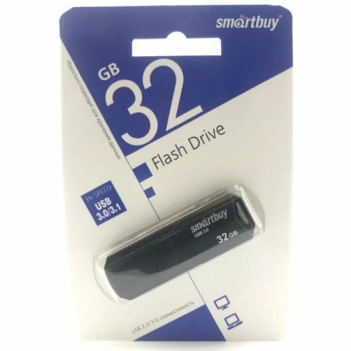 Флешка USB SmartBuy CLUE black (SB32GbCLU-K), 32Gb, USB 2.0, R/W 30/15, черный
