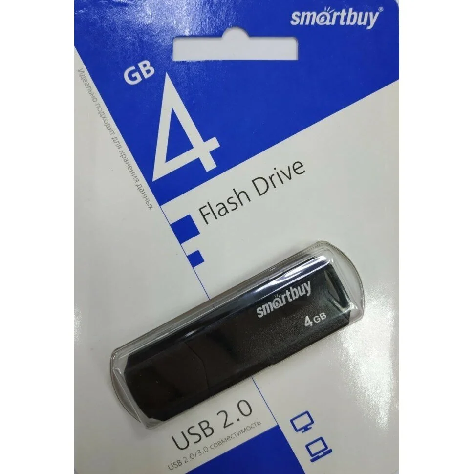 Флешка USB SmartBuy CLUE black (SB4GbCLU-K), 4Gb, USB 2.0, R/W 15/8, черный