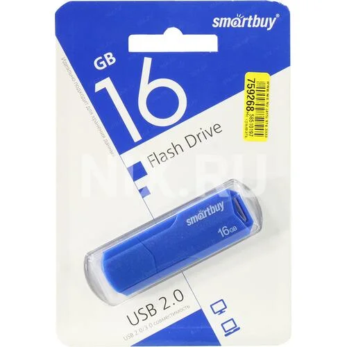 Флешка USB SmartBuy CLUE Blue (SB16GbCLU-BU), 16Gb, USB 2.0, R/W 15/8, синий