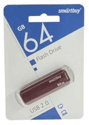 Флешка USB Smartbuy CLUE Burgundy (SB64GbCLU-BG), 64Gb, USB 2.0, R/W