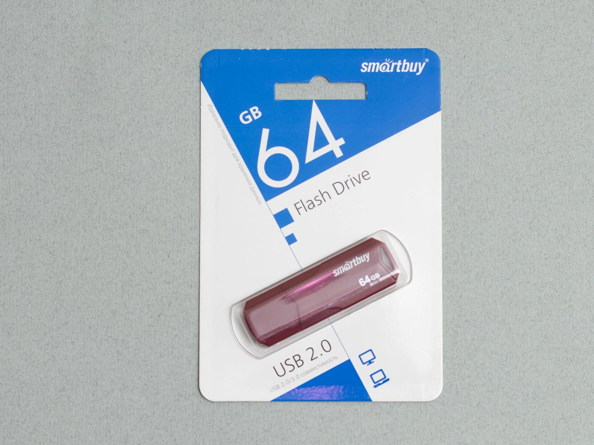 Флешка USB Smartbuy CLUE Burgundy (SB64GbCLU-BG), 64Gb, USB 2.0, R/W