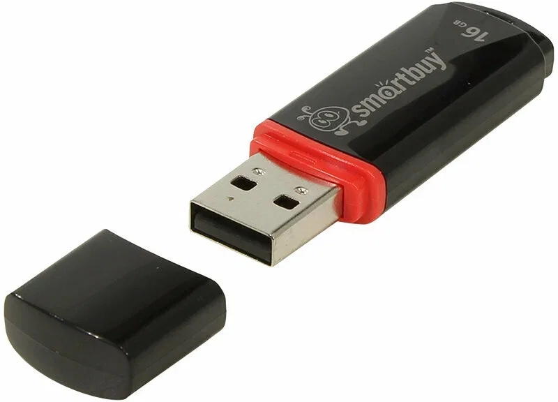 Флешка USB Smartbuy Crown black (SB16GbCRW-K), 16Gb, USB 2.0, R/W 25/15, черный/красный