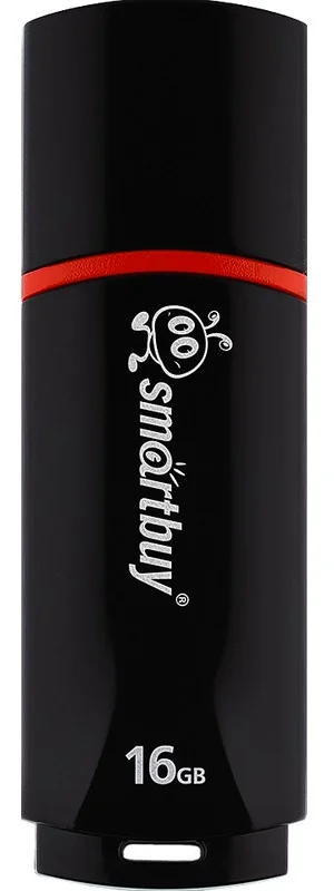 Флешка USB Smartbuy Crown black (SB16GbCRW-K), 16Gb, USB 2.0, R/W 25/15, черный/красный