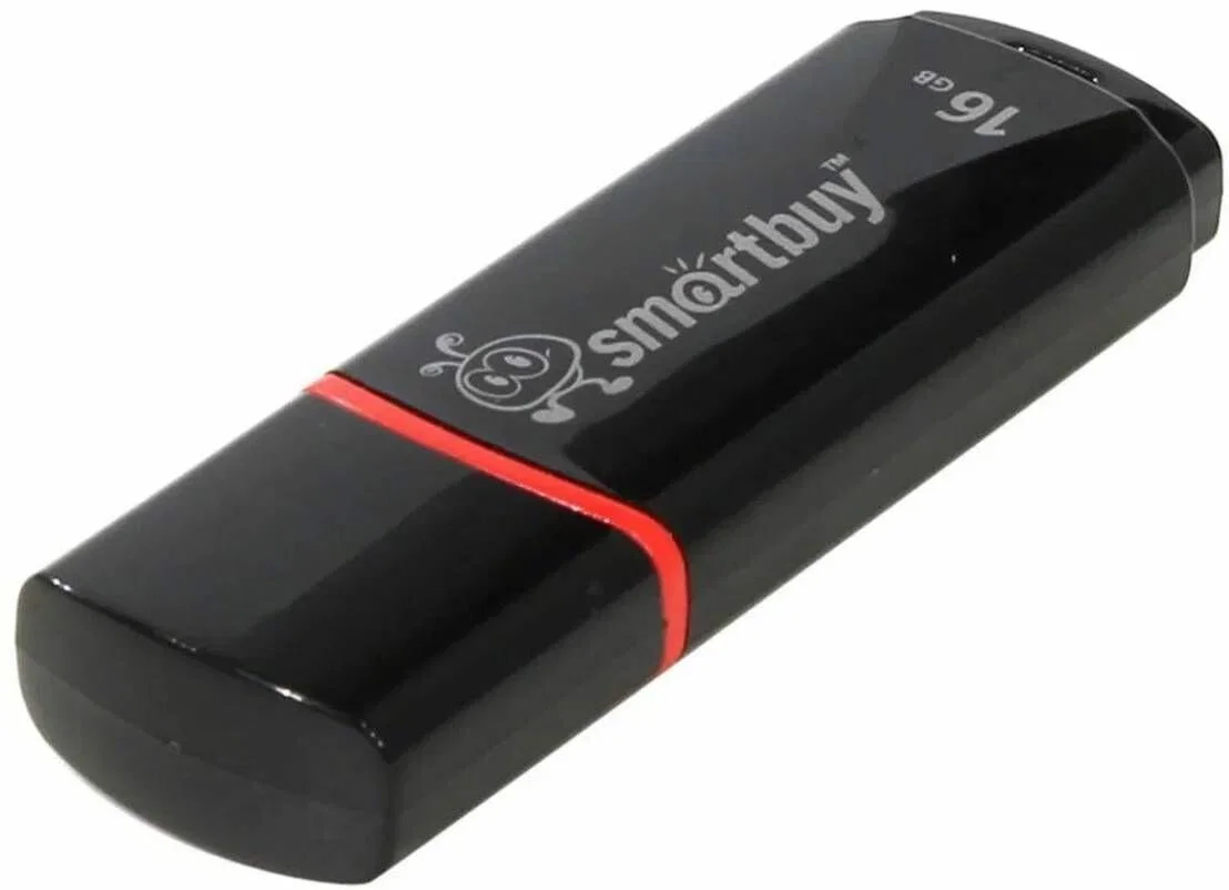 Флешка USB Smartbuy Crown black (SB16GbCRW-K), 16Gb, USB 2.0, R/W 25/15, черный/красный