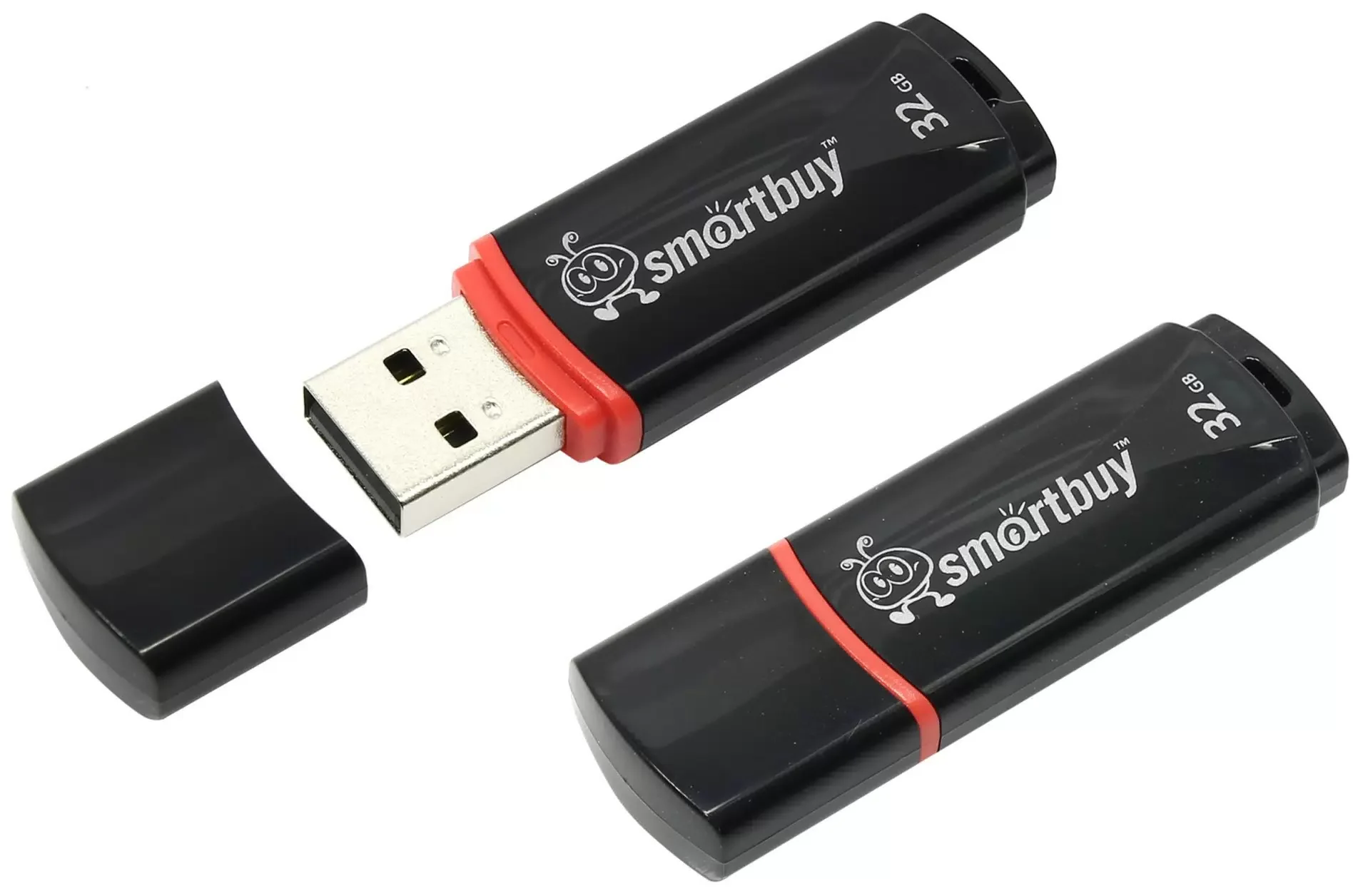 Флешка USB Smartbuy Crown black (SB32GbCRW-K), 32Gb, USB 2.0, R/W 15/5, черный/красный