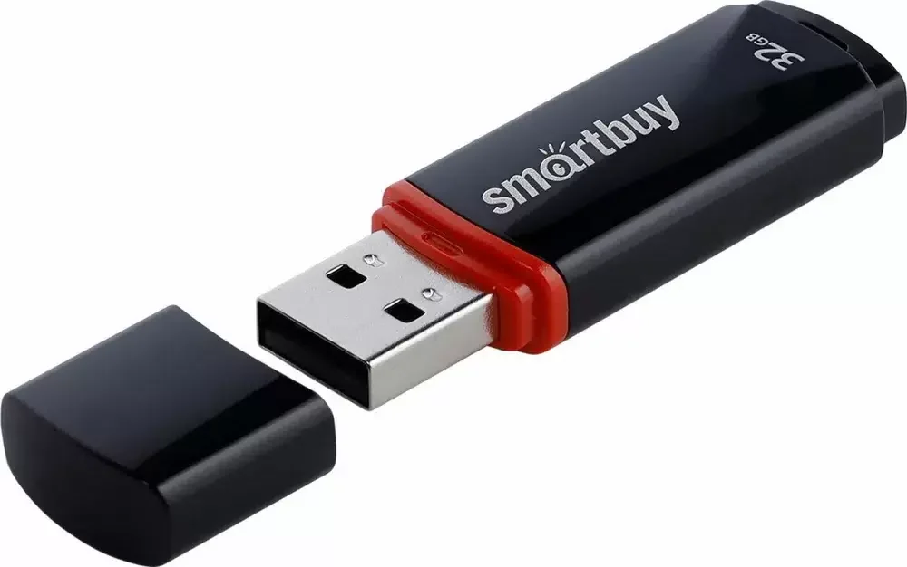 Флешка USB Smartbuy Crown black (SB32GbCRW-K), 32Gb, USB 2.0, R/W 15/5, черный/красный