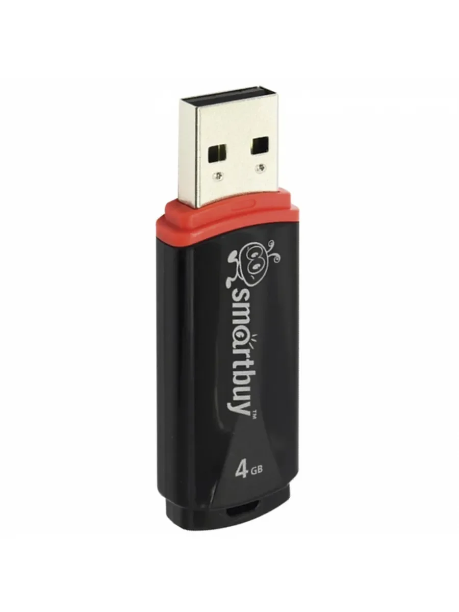 Флешка USB Smartbuy Crown black (SB4GBCRW-K), 4Gb, USB 2.0, R/W 25/15, черный/красный