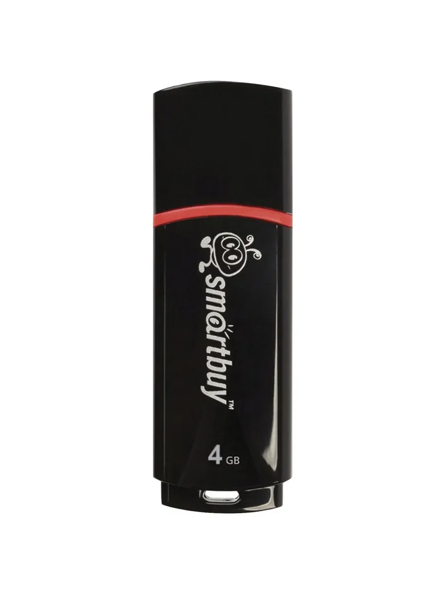 Флешка USB Smartbuy Crown black (SB4GBCRW-K), 4Gb, USB 2.0, R/W 25/15, черный/красный