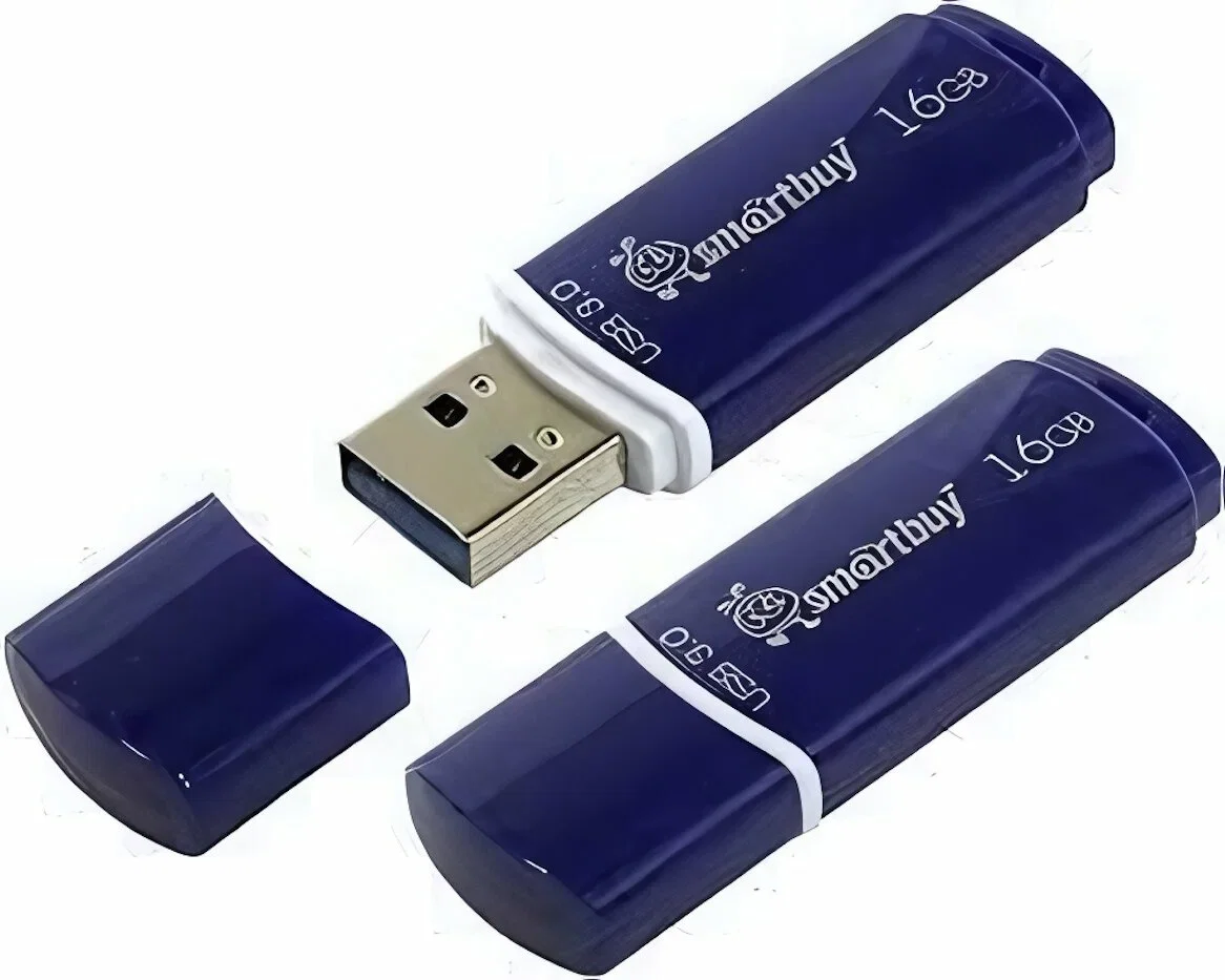Флешка USB Smartbuy Crown Blue (SB16GbCRW-Bl), 16Gb, USB 3.0, R/W 75/30, синий