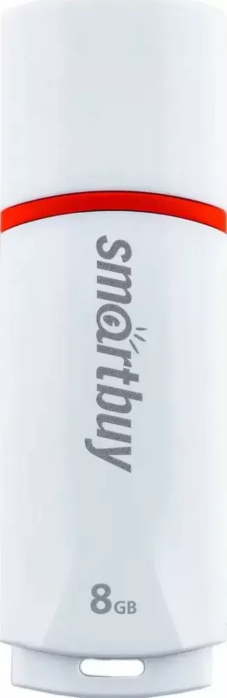 Флешка USB Smartbuy Crown Series white (SB8GBCRW-W), 8Gb, USB 2.0, R/W 15/5, белый