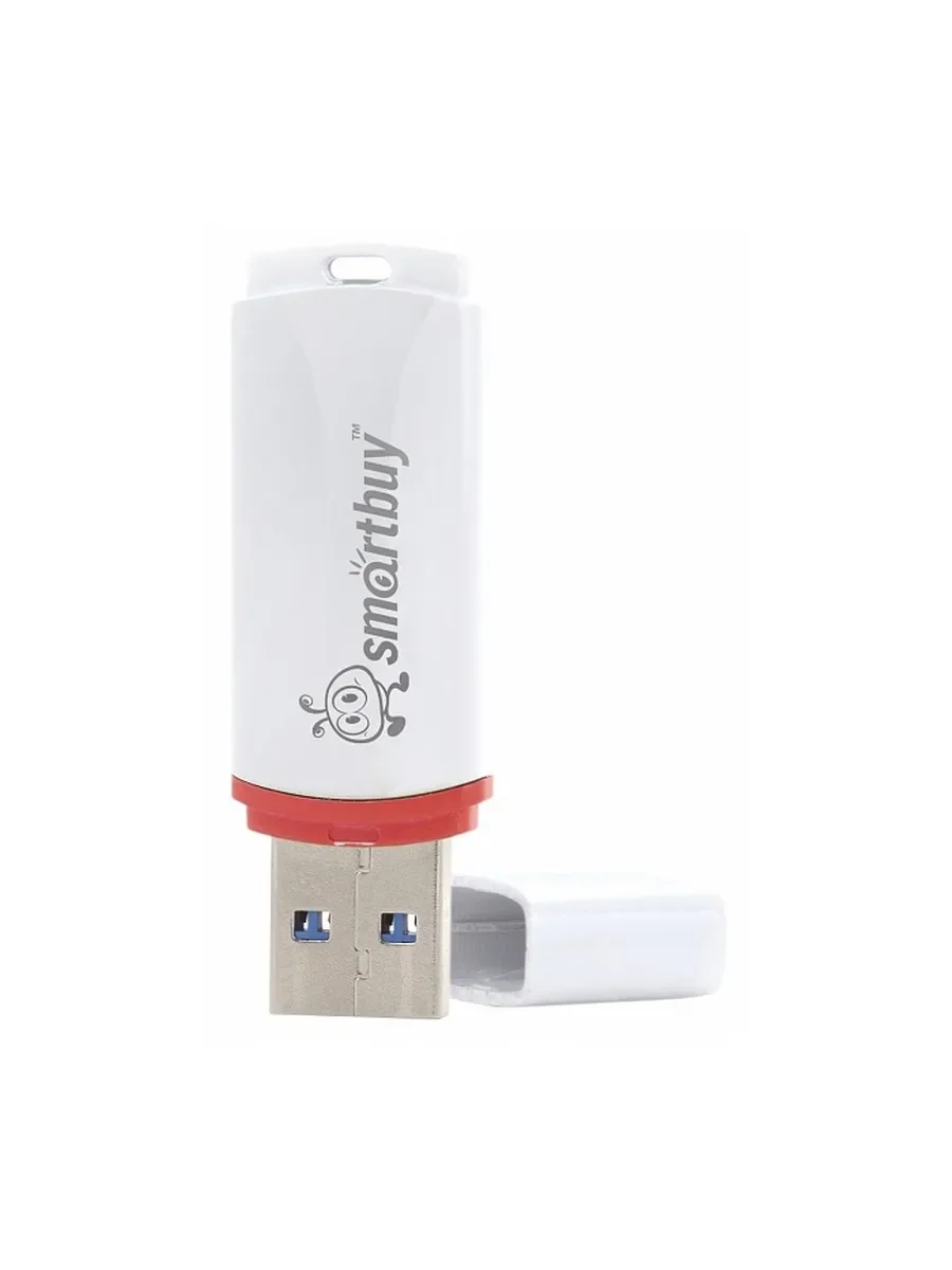 Флешка USB SmartBuy Crown white (SB16GbCRW-W), 16Gb, USB 2.0, R/W 15/5, белый/красный