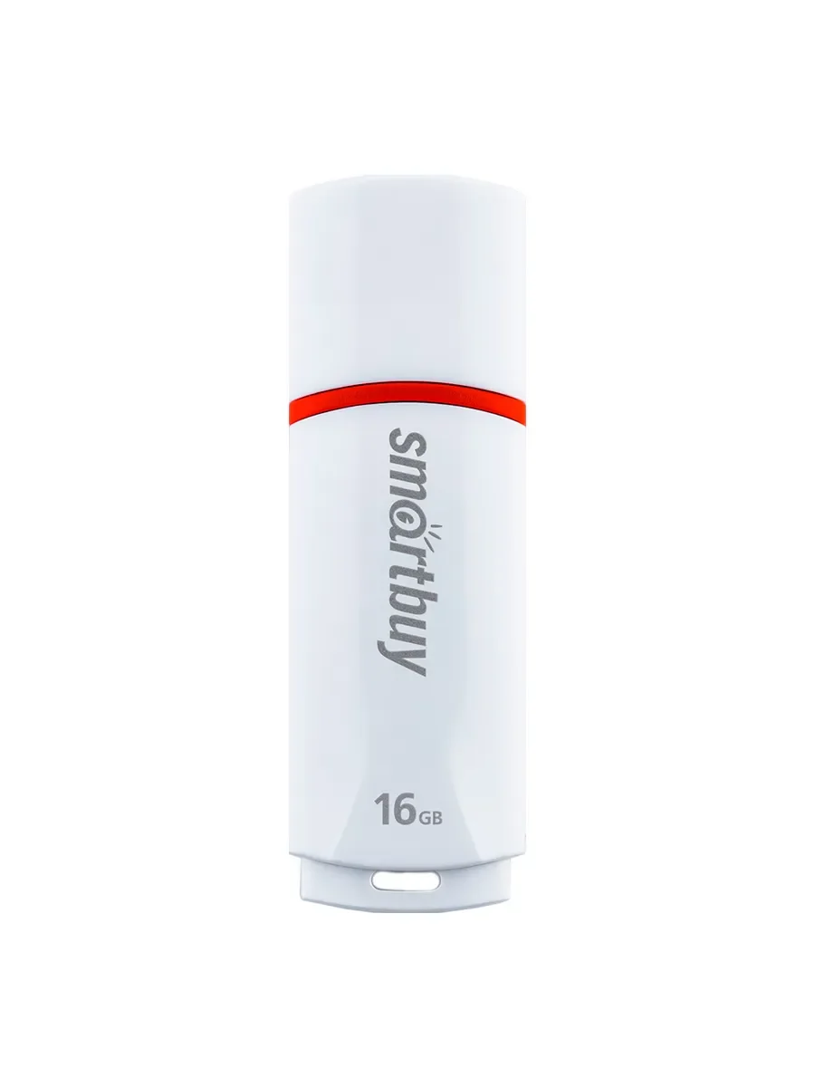 Флешка USB SmartBuy Crown white (SB16GbCRW-W), 16Gb, USB 2.0, R/W 15/5, белый/красный