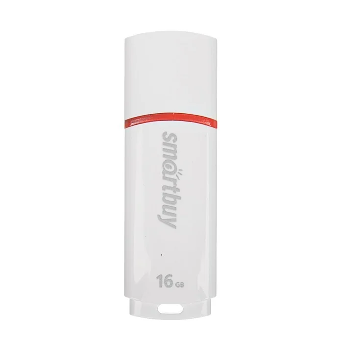 Флешка USB SmartBuy Crown white (SB16GbCRW-W), 16Gb, USB 2.0, R/W 15/5, белый/красный