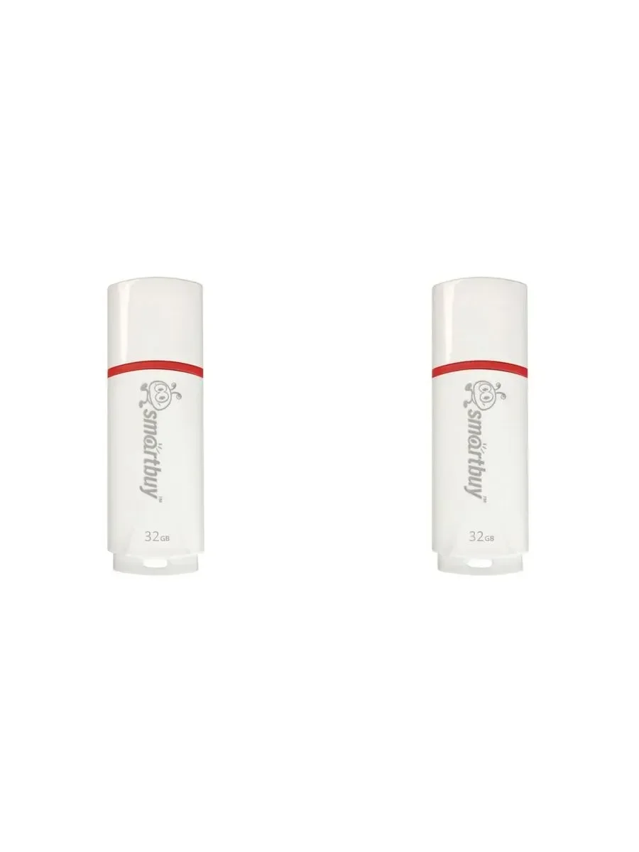 Флешка USB SmartBuy Crown white (SB32GbCRW-W), 32Gb, USB 2.0, R/W 15/5, белый/красный