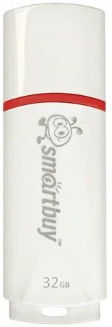 Флешка USB SmartBuy Crown white (SB32GbCRW-W), 32Gb, USB 2.0, R/W 15/5, белый/красный
