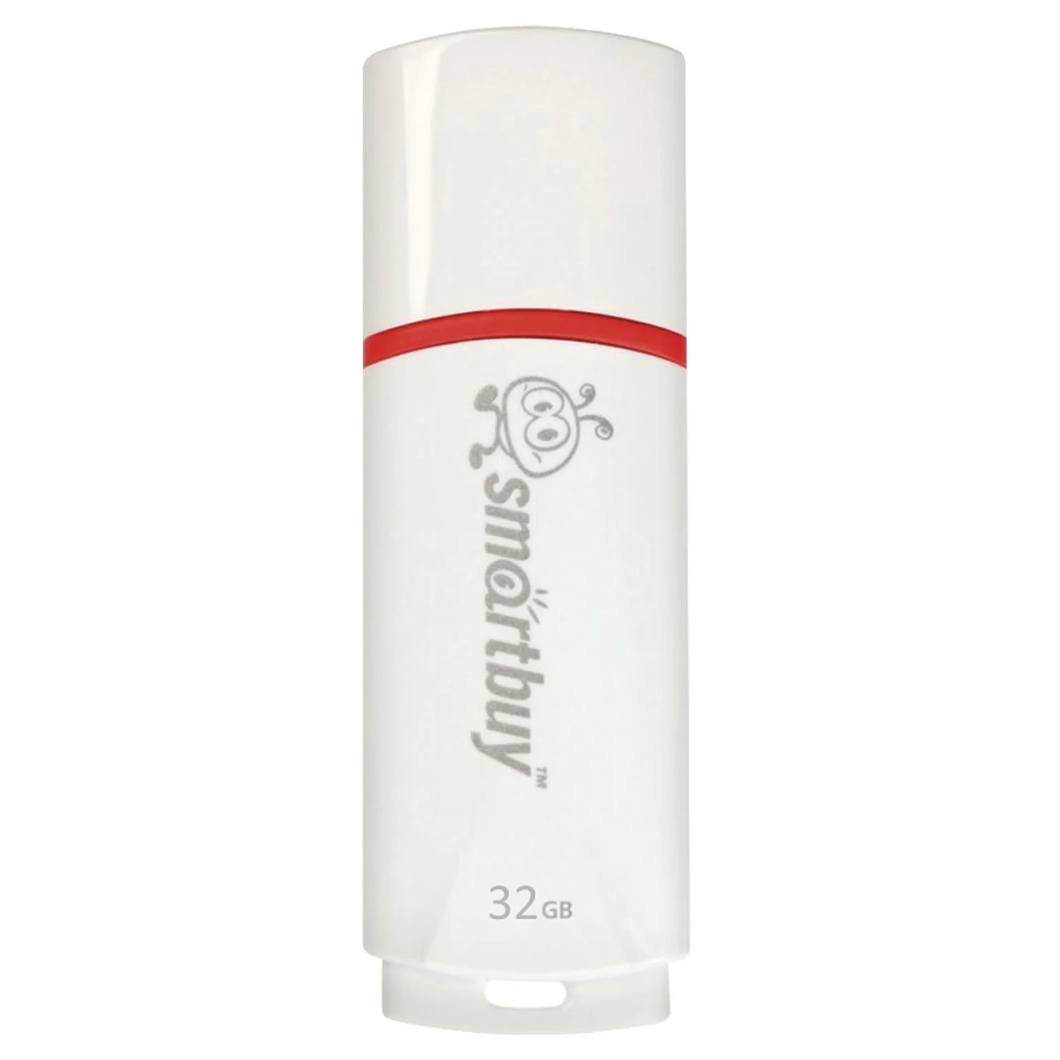 Флешка USB SmartBuy Crown white (SB32GbCRW-W), 32Gb, USB 2.0, R/W 15/5, белый/красный