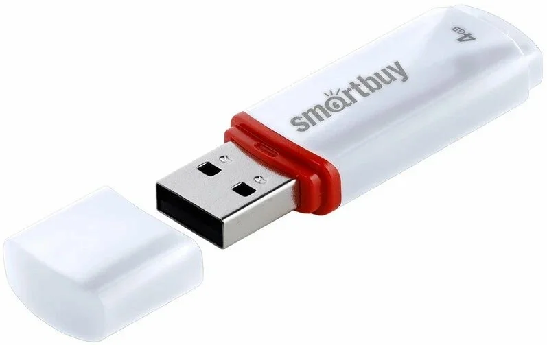 Флешка USB Smartbuy Crown white (SB4GbCRW-W), 4Gb, USB 2.0, R/W 15/5, белый/красный