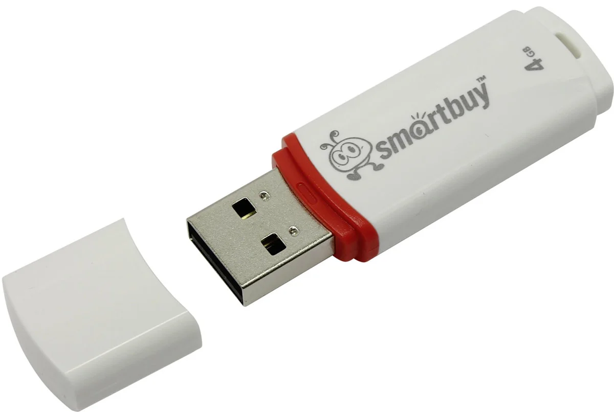 Флешка USB Smartbuy Crown white (SB4GbCRW-W), 4Gb, USB 2.0, R/W 15/5, белый/красный