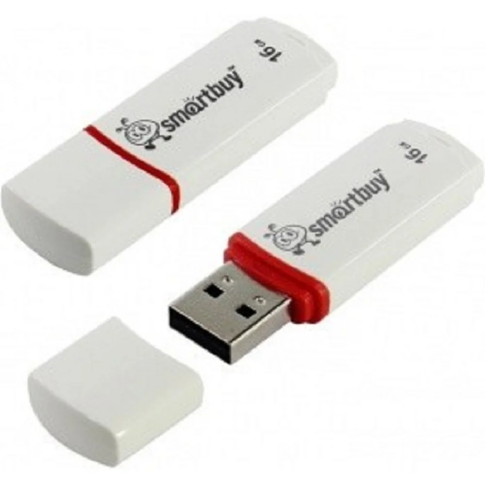 Флешка USB Smartbuy Crown white (SB64GbCRW-W), 64Gb, USB 2.0, R/W 20/10, белый/красный