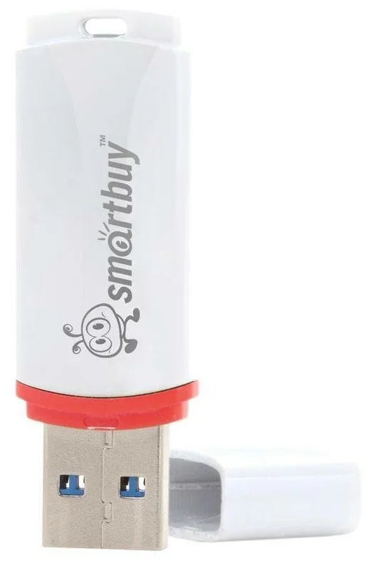 Флешка USB Smartbuy Crown white (SB64GbCRW-W), 64Gb, USB 2.0, R/W 20/10, белый/красный