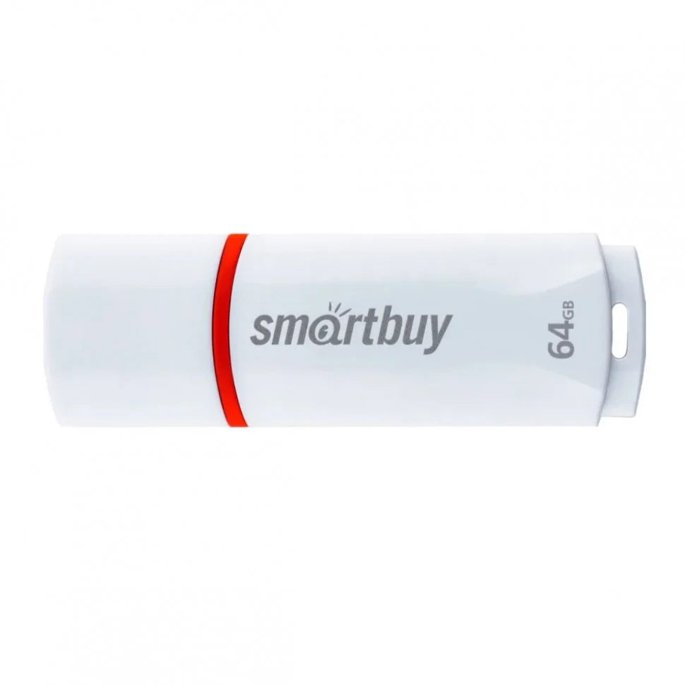 Флешка USB Smartbuy Crown white (SB64GbCRW-W), 64Gb, USB 2.0, R/W 20/10, белый/красный
